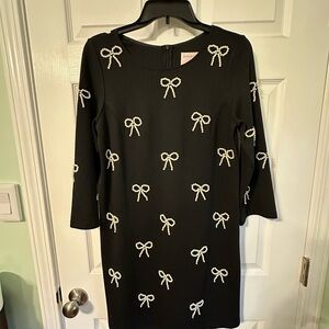 Black Dress with Pearl Bow Accents